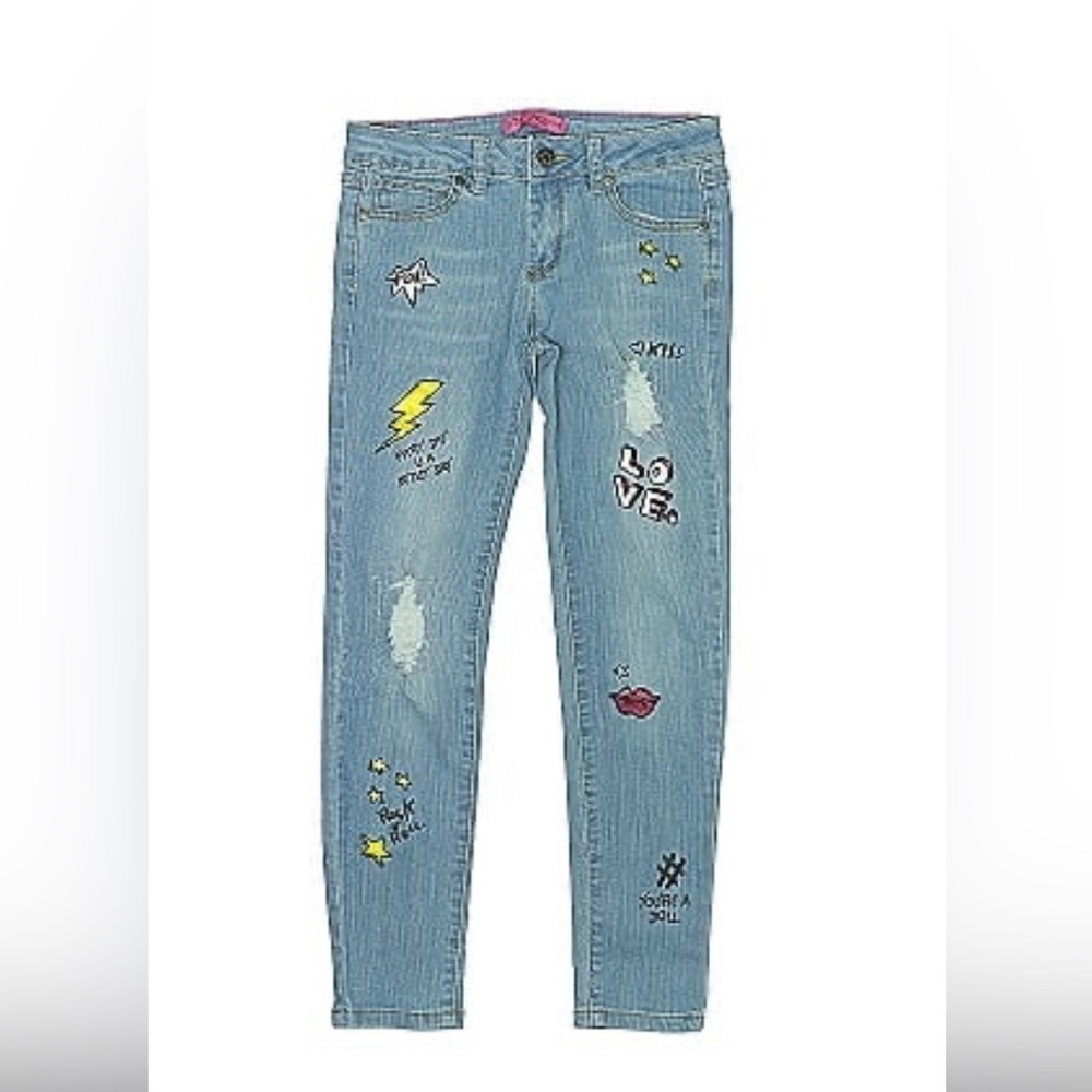 Betsy Johnson Girls Denim Jeans Size 6x Long pants Adjustable in waist